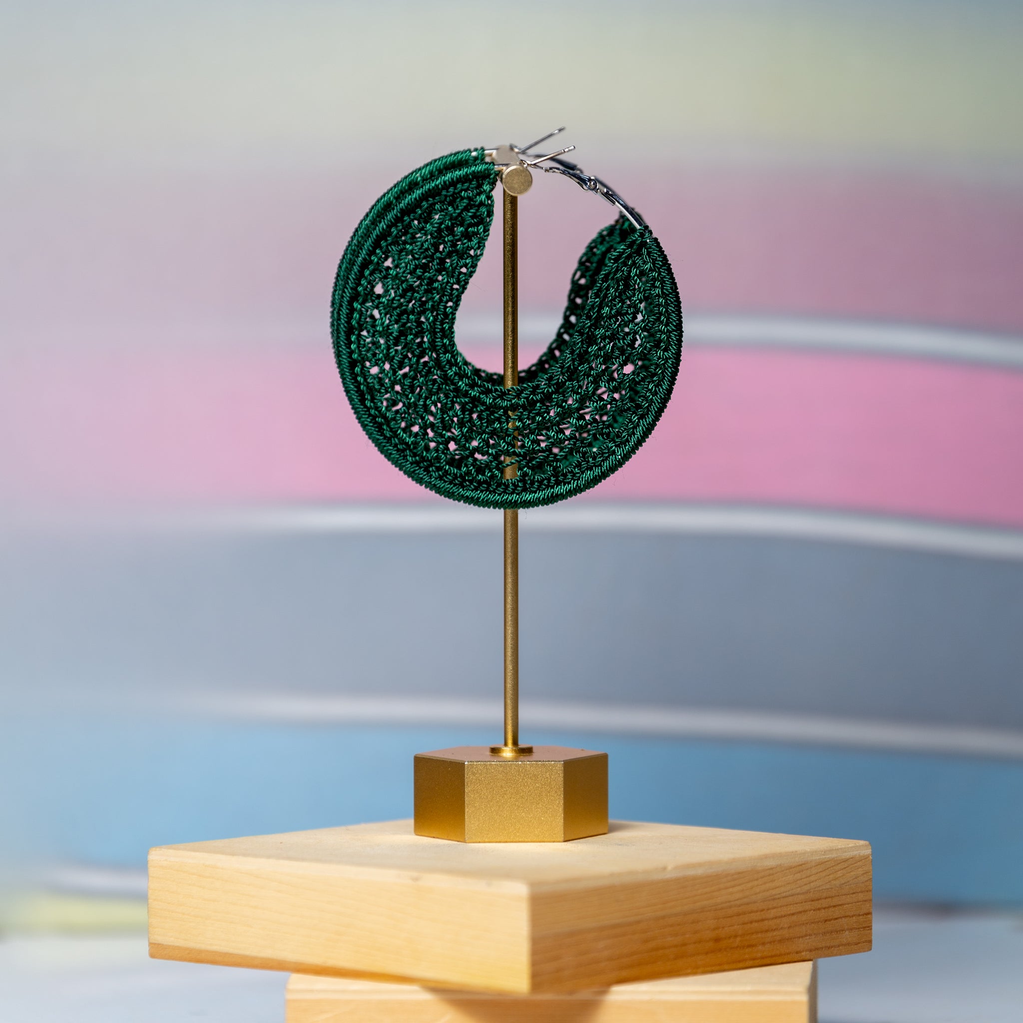 Thread earrings - Dark Green