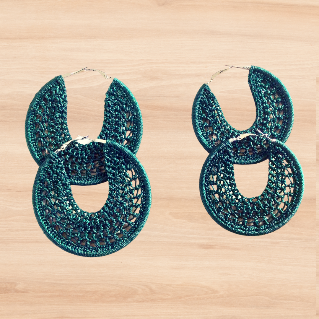 Thread earrings - Dark Green
