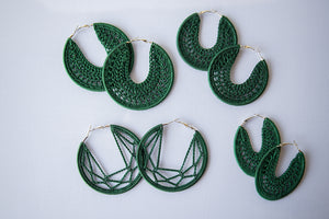 Thread earrings - Dark Green