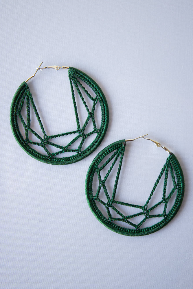 Thread earrings - Dark Green