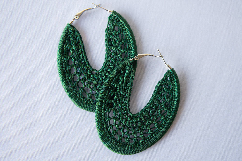 Thread earrings - Dark Green