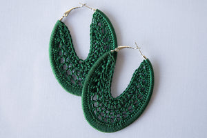 Thread earrings - Dark Green