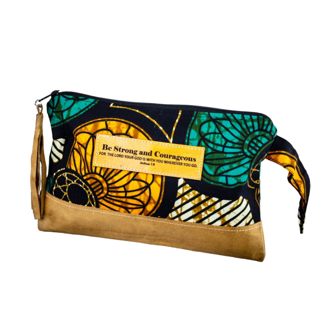 Leather & Fabric Clutch