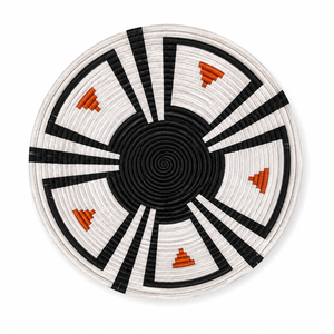 Handcrafted Black, Ivory & Orange Artisan Basket - Rwenzori