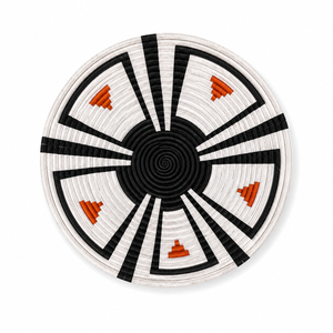 Handcrafted Black, Ivory & Orange Artisan Basket - Rwenzori