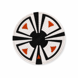 Handcrafted Black, Ivory & Orange Artisan Basket - Rwenzori