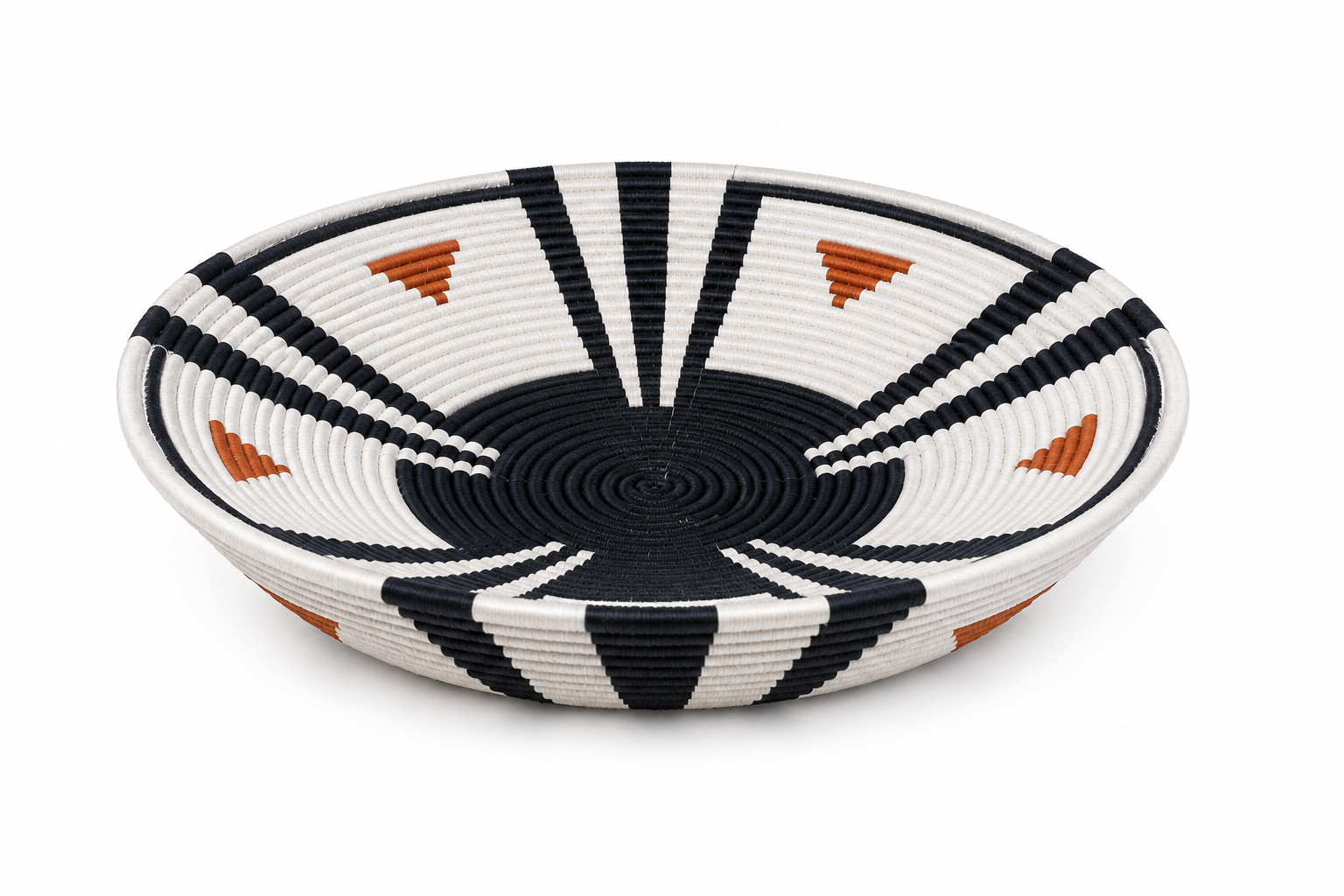 Handcrafted Black, Ivory & Orange Artisan Basket - Rwenzori