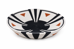 Handcrafted Black, Ivory & Orange Artisan Basket - Rwenzori
