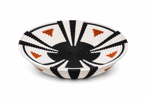 Handcrafted Black, Ivory & Orange Artisan Basket - Rwenzori