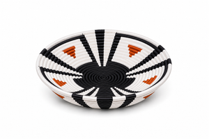 Handcrafted Black, Ivory & Orange Artisan Basket - Rwenzori