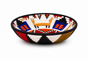 Handcrafted Red, Orange & Blue Artisan Basket - Kazinga
