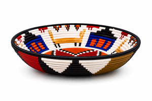 Handcrafted Red, Orange & Blue Artisan Basket - Kazinga