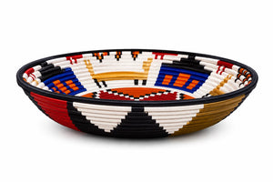 Handcrafted Red, Orange & Blue Artisan Basket - Kazinga