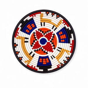 Handcrafted Red, Orange & Blue Artisan Basket - Kazinga