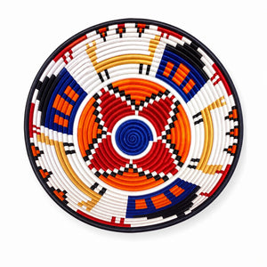 Handcrafted Red, Orange & Blue Artisan Basket - Kazinga
