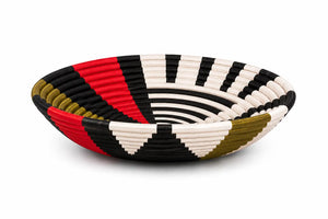 Handcrafted Red, Black & Ivory Artisan Basket - Obumu