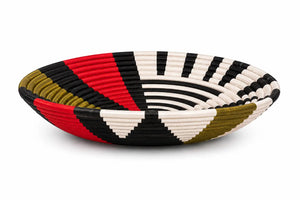 Handcrafted Red, Black & Ivory Artisan Basket - Obumu