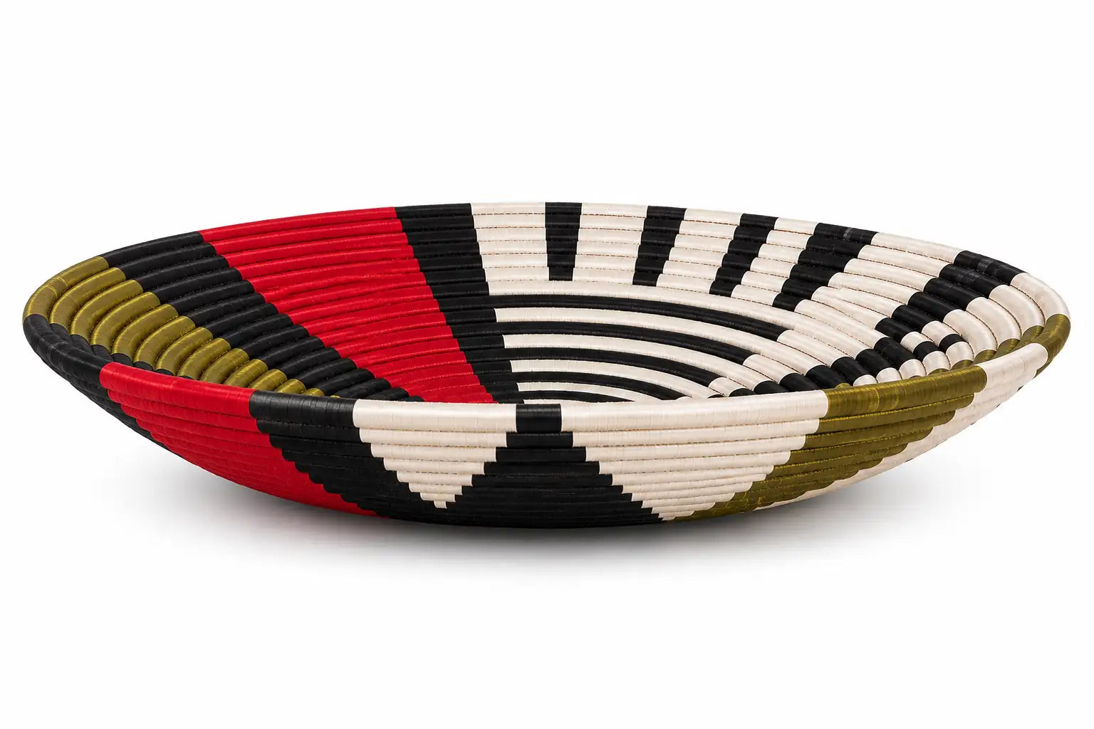 Handcrafted Red, Black & Ivory Artisan Basket - Obumu