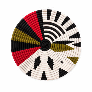 Handcrafted Red, Black & Ivory Artisan Basket - Obumu
