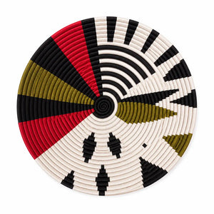 Handcrafted Red, Black & Ivory Artisan Basket - Obumu
