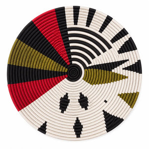 Handcrafted Red, Black & Ivory Artisan Basket - Obumu