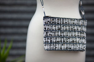 Recycled Paper Bead Clutch -Black & White