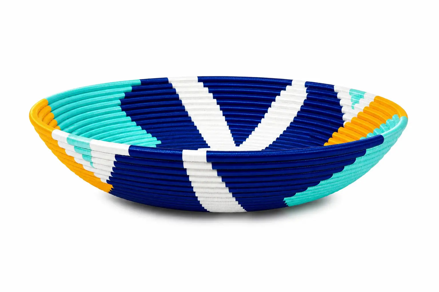 Handcrafted Blue, White & Aqua Woven Basket - Buhanga