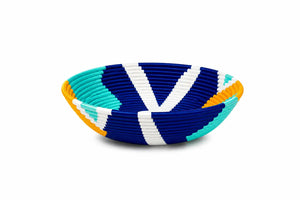Handcrafted Blue, White & Aqua Woven Basket - Buhanga