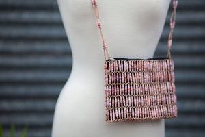 Recycled Paper Bead Clutch - Peach