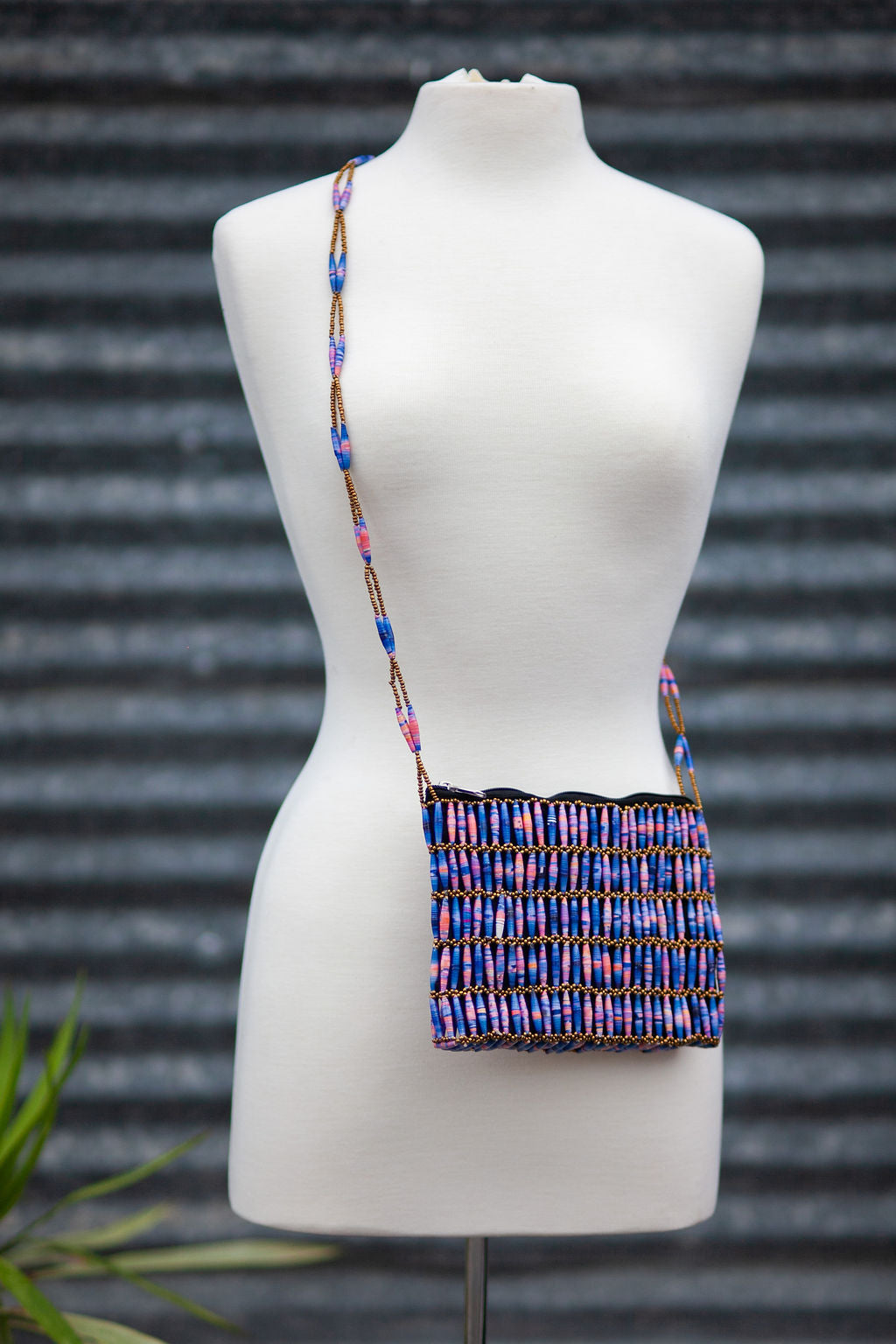 Recycled Paper Bead Clutch - Royal