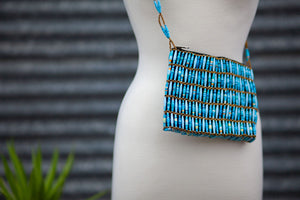 Recycled Paper Bead Clutch -Blue