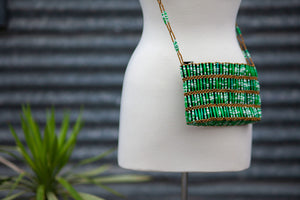 Recycled Paper Bead Clutch - Green
