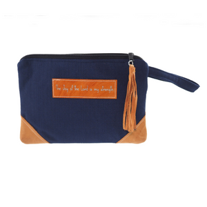 Leather Wristlet Clutch - The Joy of the Lord is my strength