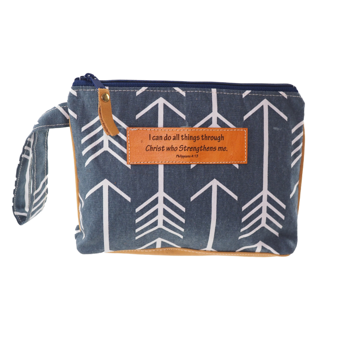 Leather Wristlet Clutch - I can do all things through Christ