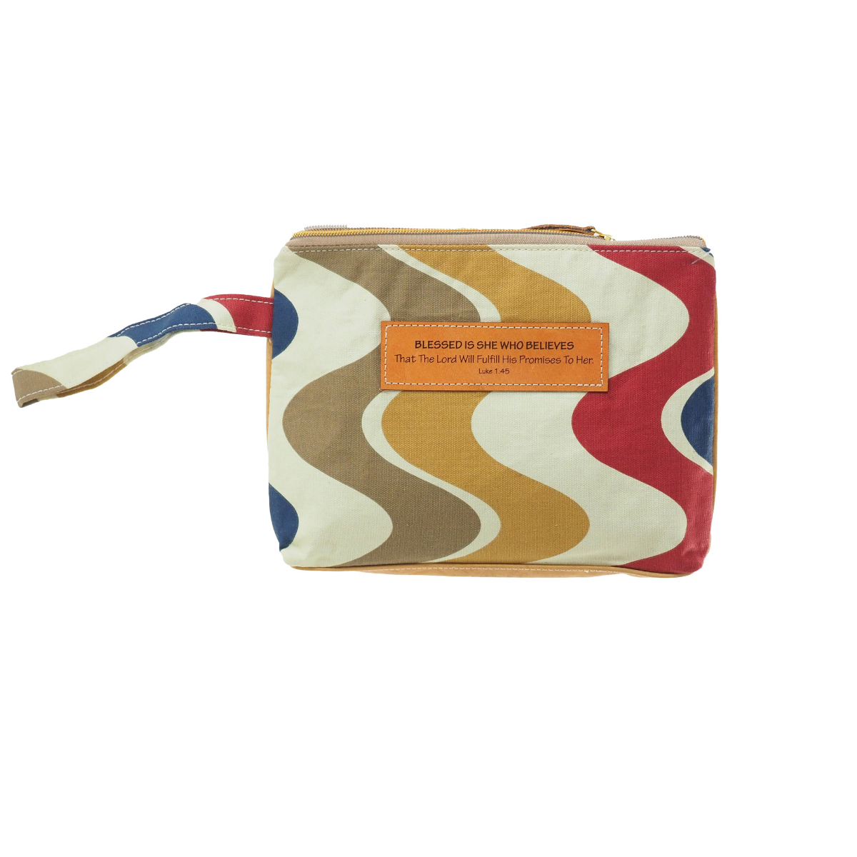 Leather Wristlet Clutch - Blessed is she who believes