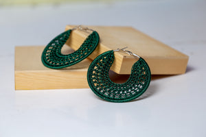 Thread earrings - Dark Green