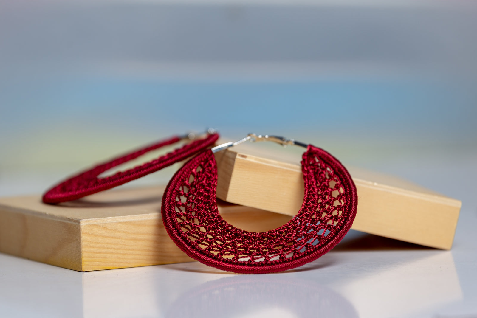 Thread earrings - Burgundy
