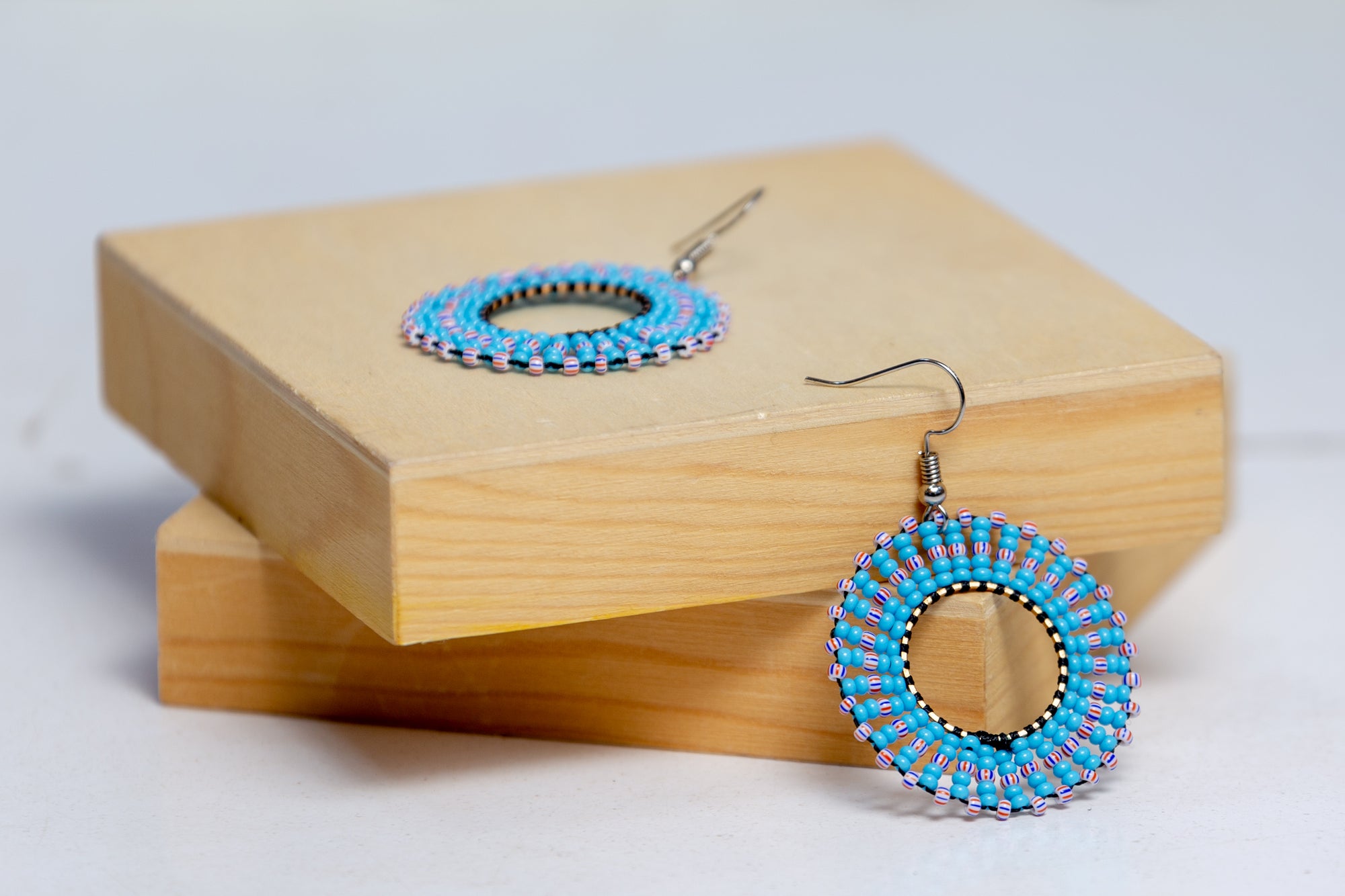 Beaded earrings - Blue and Multi Color