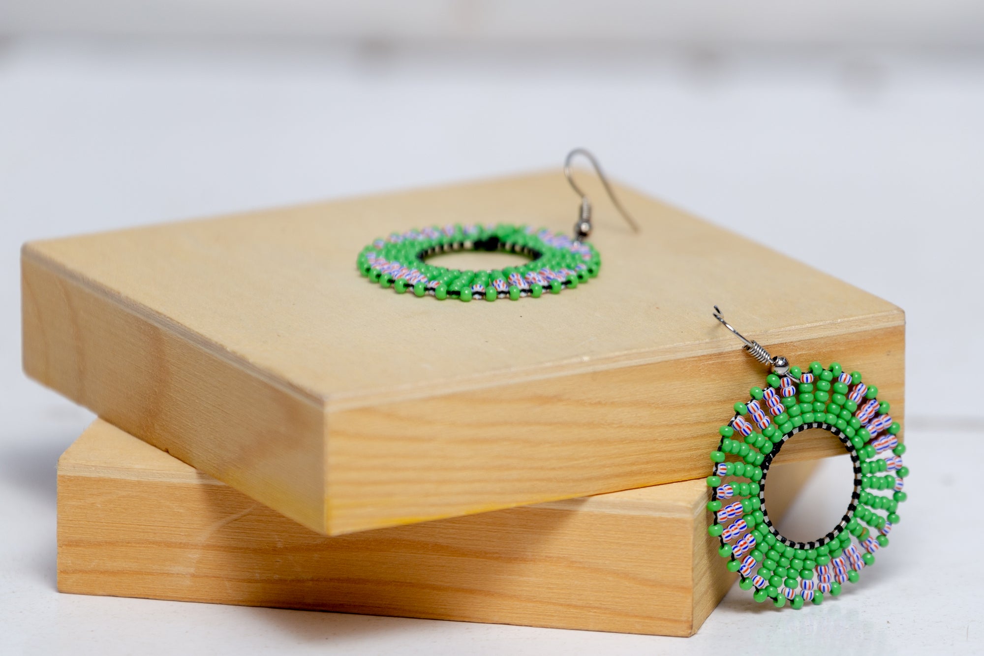 Beaded earrings - Lime Green