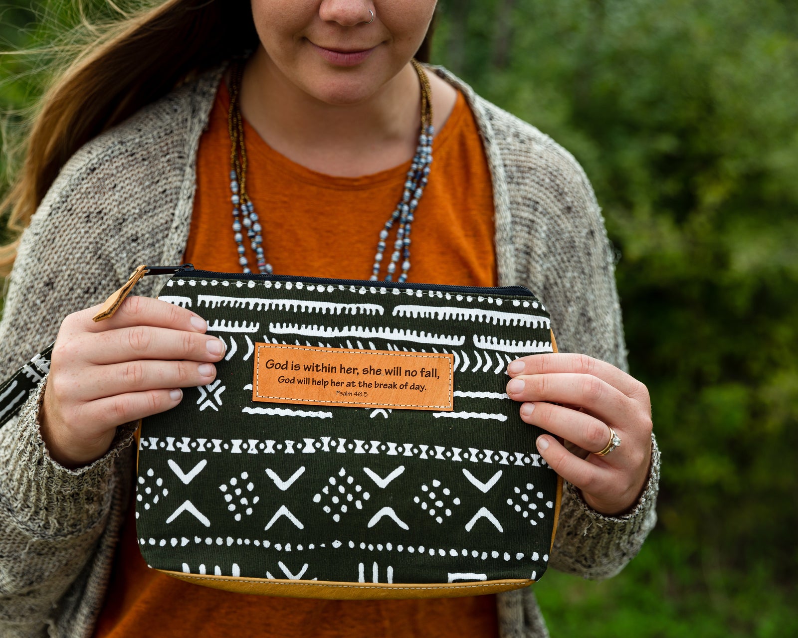 Leather Wristlet Clutch - God is within Her