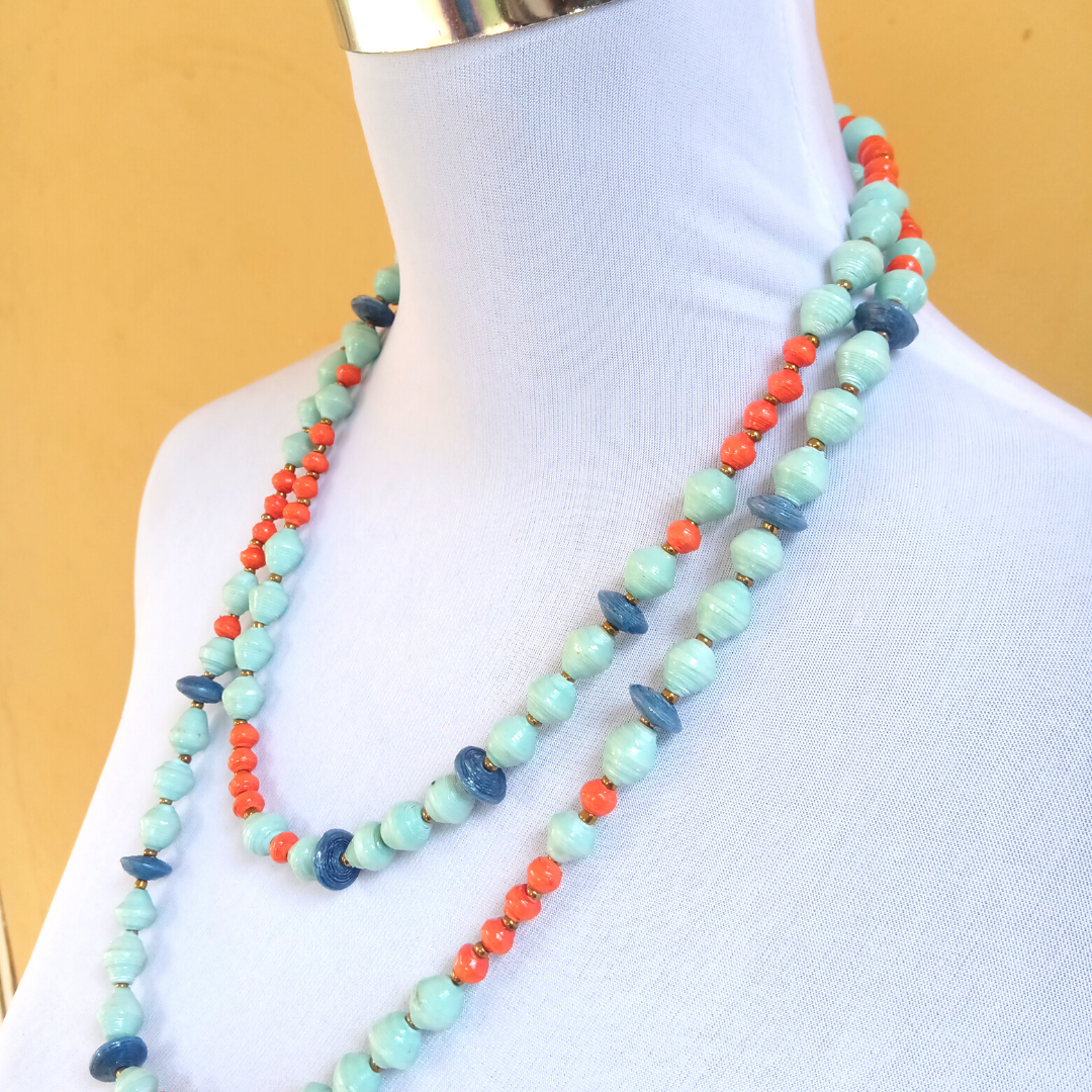 Recycled Paper Bead Necklace - Abie Necklace