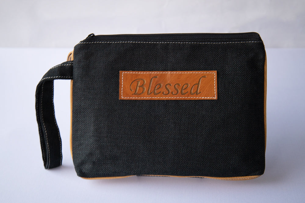 Leather Wristlet Clutch - Blessed