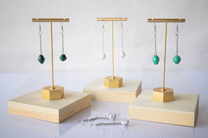 Recycled Paper Bead Teardrop Earrings - Dark green