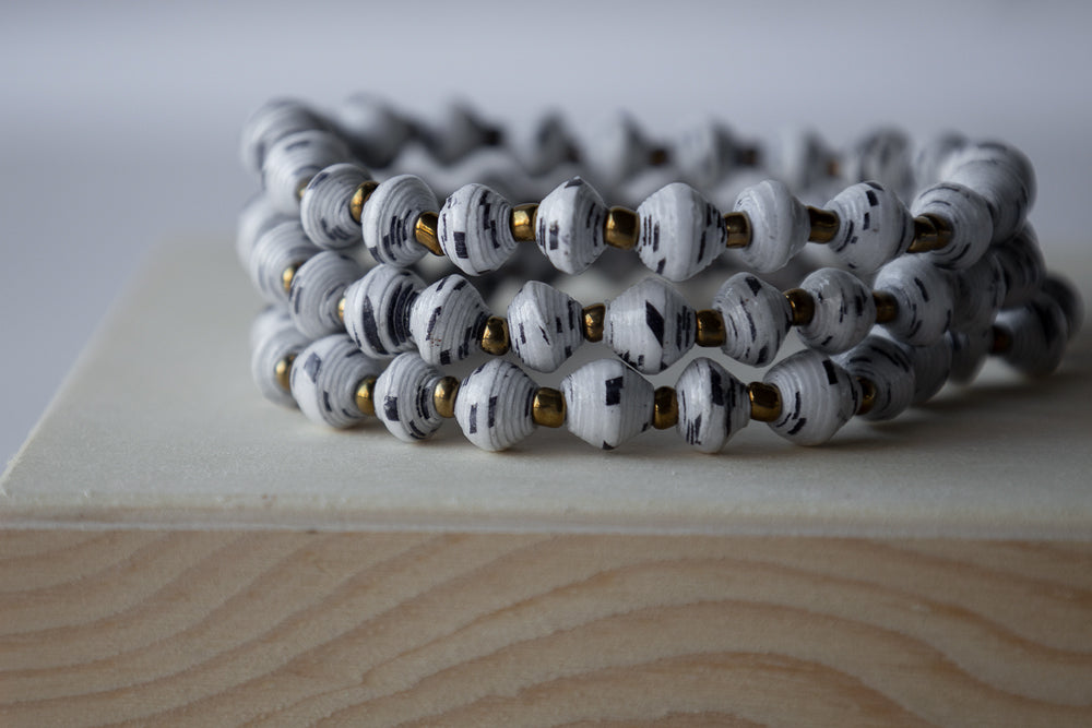 Recycled Paper Bead Bracelet - Paradise