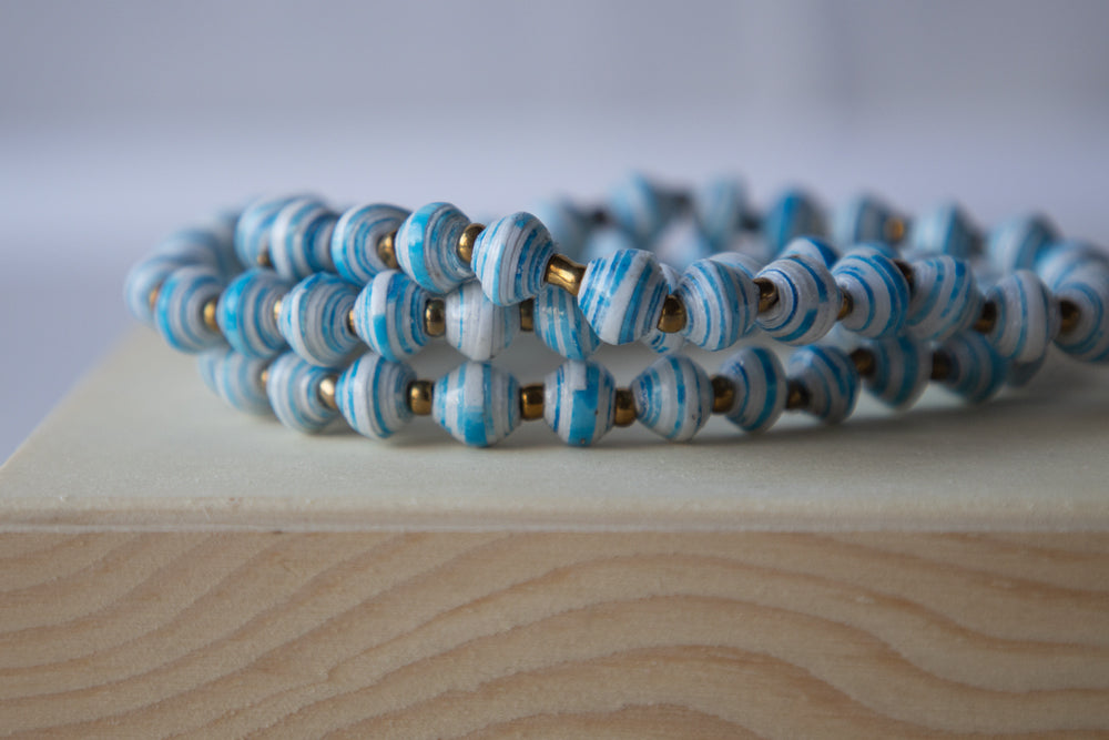 Recycled Paper Bead Bracelet - Tranquility