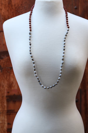 Natural seed and Recycled Paper Bead Necklace - Arya