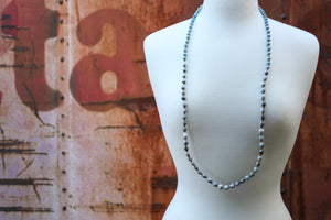 Natural seed and Recycled Paper Bead Necklace - Sky
