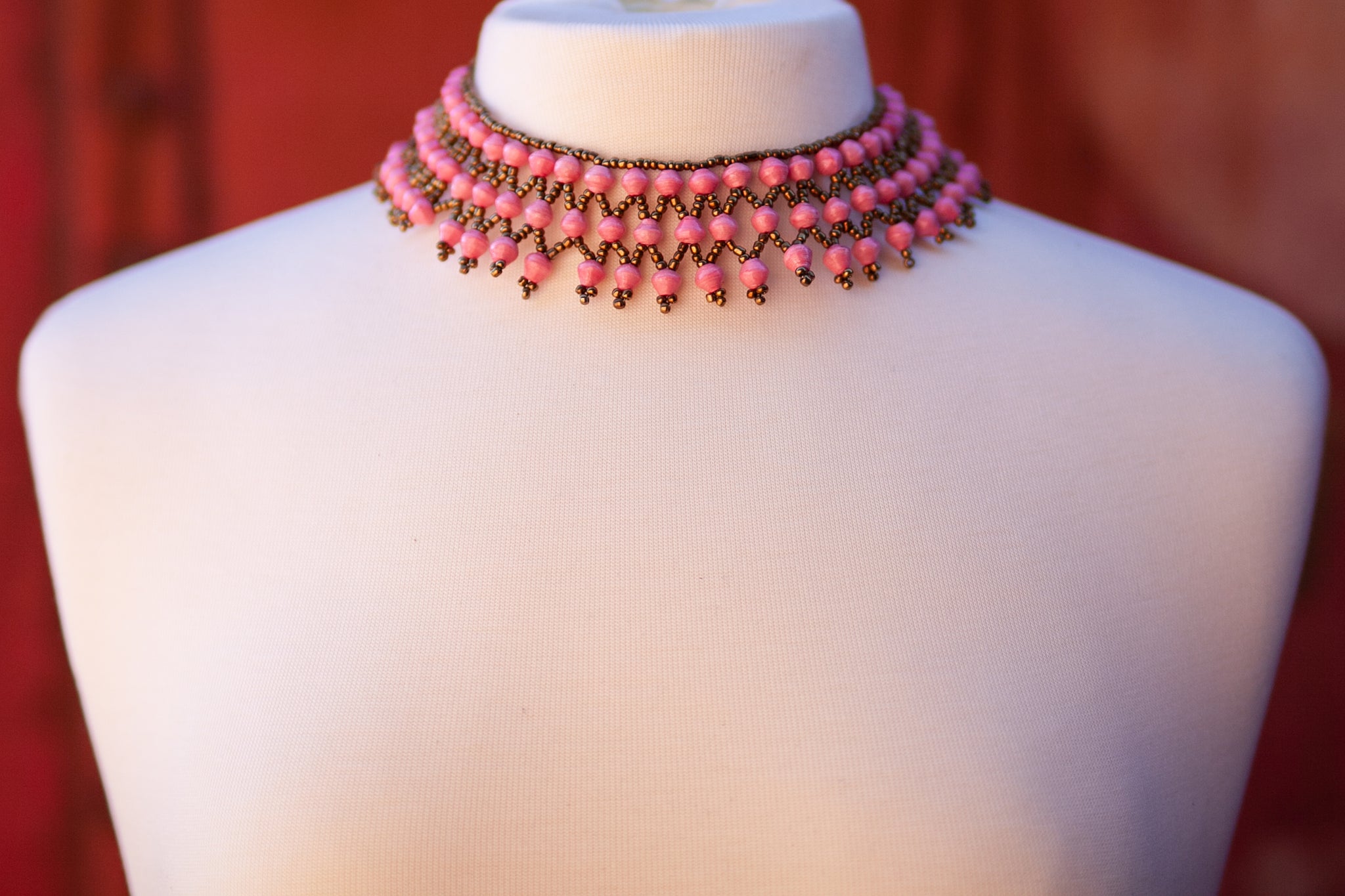 Buy Pink and White Beaded Necklace Online in India - Etsy