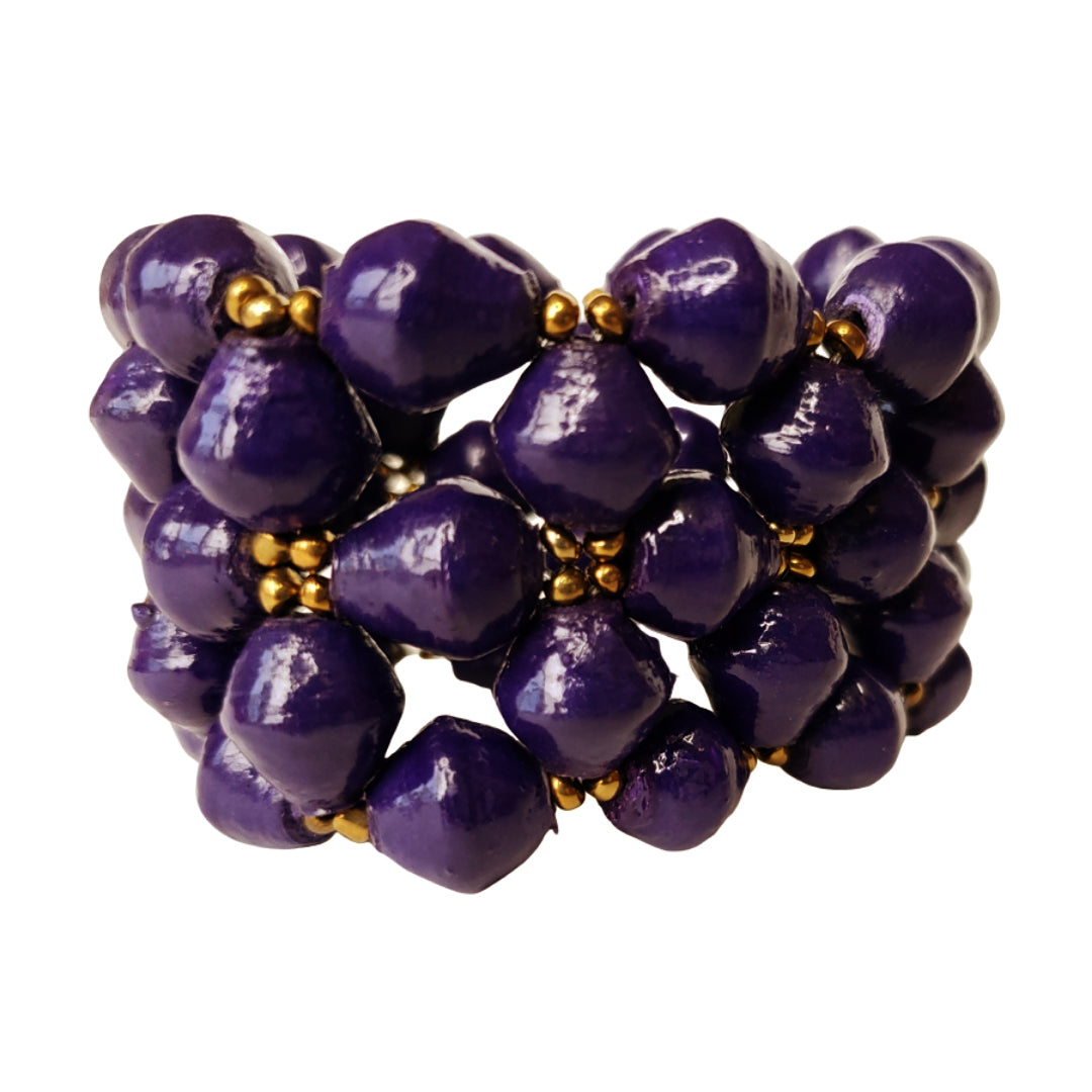 Recycled Paper Bead Bracelet - Royal