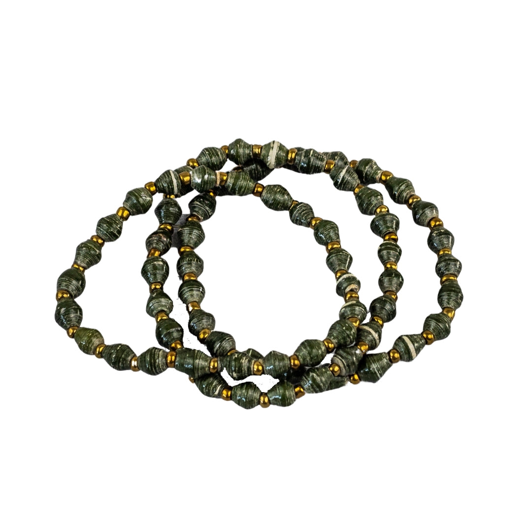 Recycled Paper Bead Bracelet - Vine